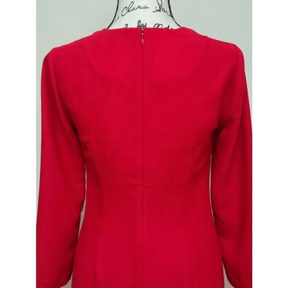 ❤️ BANANA REPUBLIC Ruffle 3/4 Sleeves Classy Shift Red Dress SIZE 0 - Picture 8 of 15